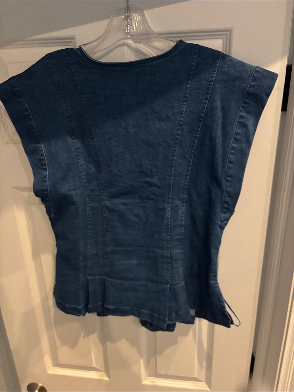 Free People Indigo Button-Front Denim V-Neck Top - Picture 3 of 4